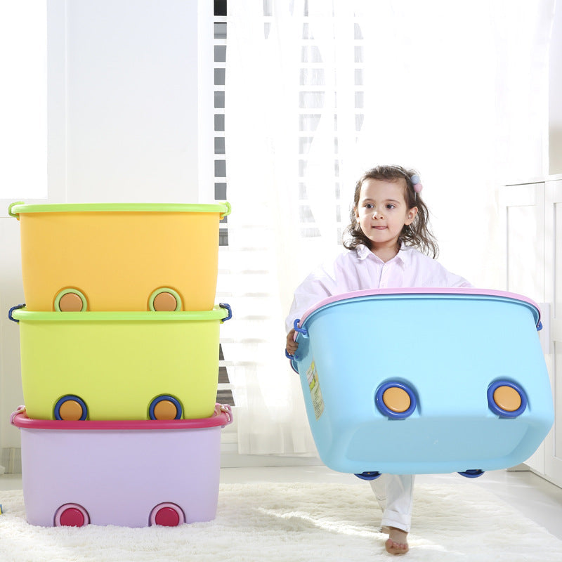 PARASNATH Rolling Storage Container Box (YellowGreen Colour)- 45 Litre Super Large With Wheels Size (59X39X30 cm) - PARASNATH