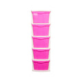 Boxo 5 Layer (Pink) Multi-Purpose Modular Drawer Storage System for Home and Office with Trolley Wheels and Anti-Slip Shoes - PARASNATH