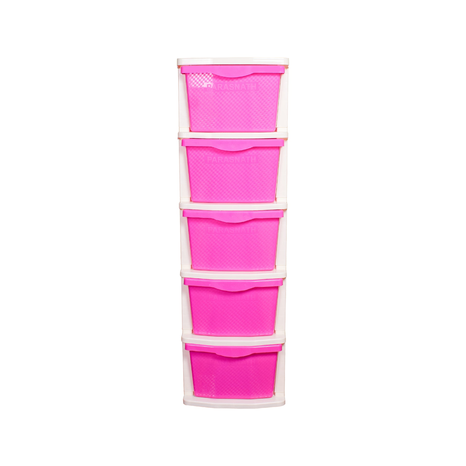 Boxo 5 Layer (Pink) Multi-Purpose Modular Drawer Storage System for Home and Office with Trolley Wheels and Anti-Slip Shoes - PARASNATH