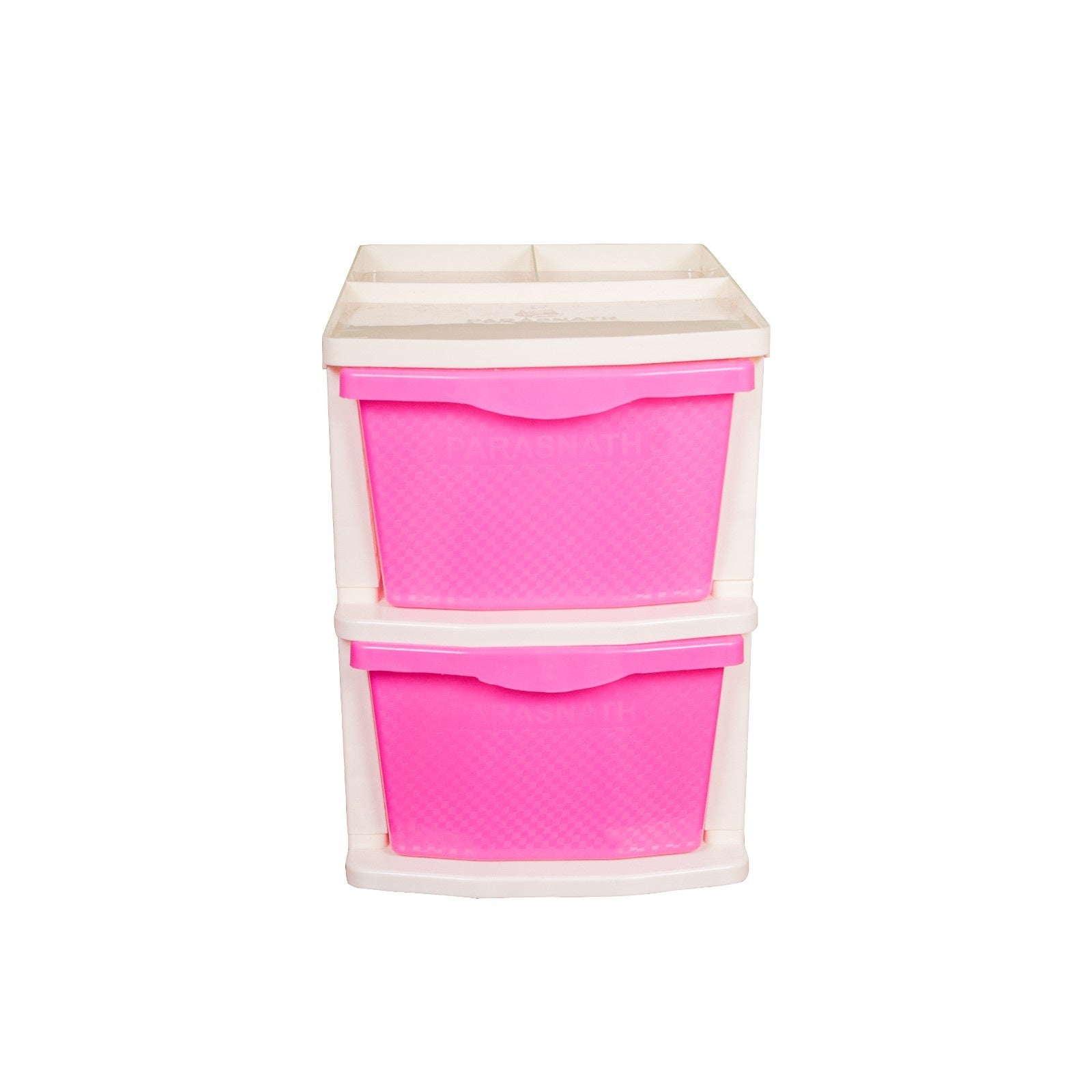 PARASNATH Boxo 2 Layer (Pink) Multi-Purpose Modular Drawer Storage System for Home and Office with Trolley Wheels and Anti-Slip Shoes - PARASNATH