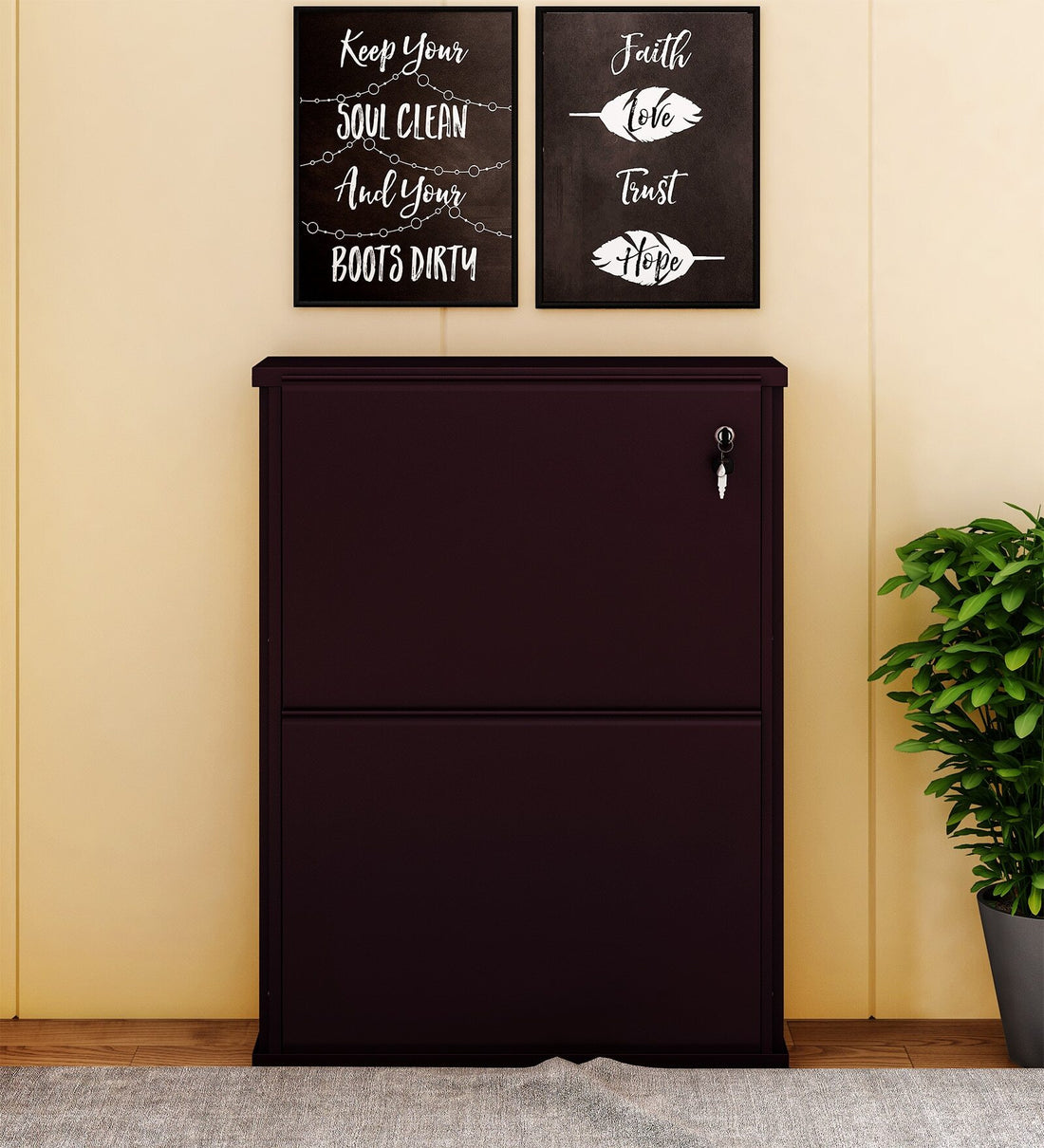 PARASNATH Coffee Colour Wall Shoe Rack 2 Shelves Shoes Stand - PARASNATH