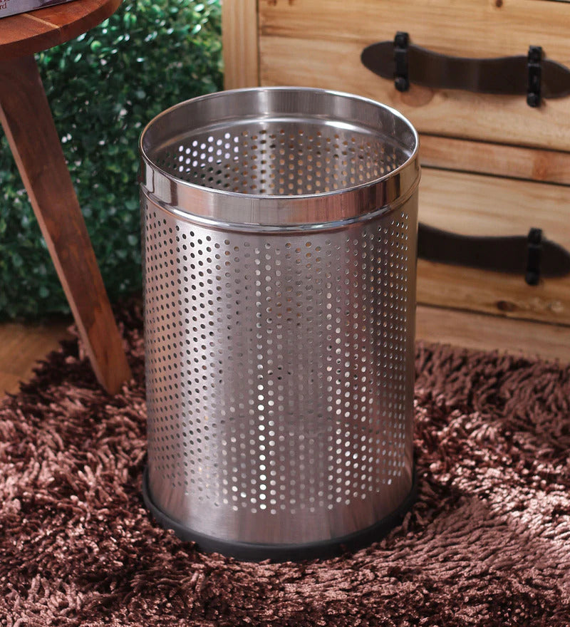 Parasnath Stainless Steel Perforated Round Dustbin, 8L - 8 X 13 Inch - PARASNATH