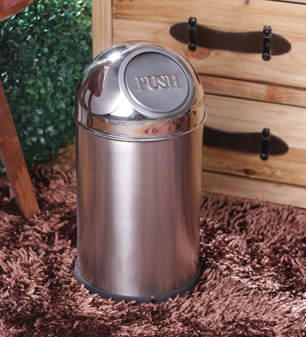 Parasnath Stainless Steel Push Dustbin/Push Garbage Bin 18 litre (10'' x 18'') - PARASNATH