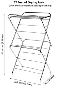 PARASNATH Prime Stainless Steel 15 Rods Extra Large Foldable Cloth Dryer/Clothes Drying Stand - Made in India - PARASNATH