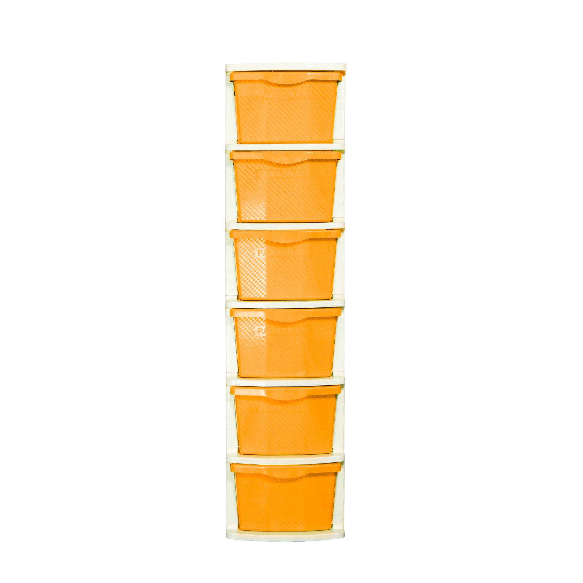 PARASNATH Boxo 6 Layer (Orange) Multi-Purpose Modular Drawer Storage System for Home and Office with Trolley Wheels and Anti-Slip Shoes - PARASNATH