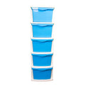 Boxo 5 Layer (Blue) Multi-Purpose Modular Drawer Storage System for Home and Office with Trolley Wheels and Anti-Slip Shoes - PARASNATH