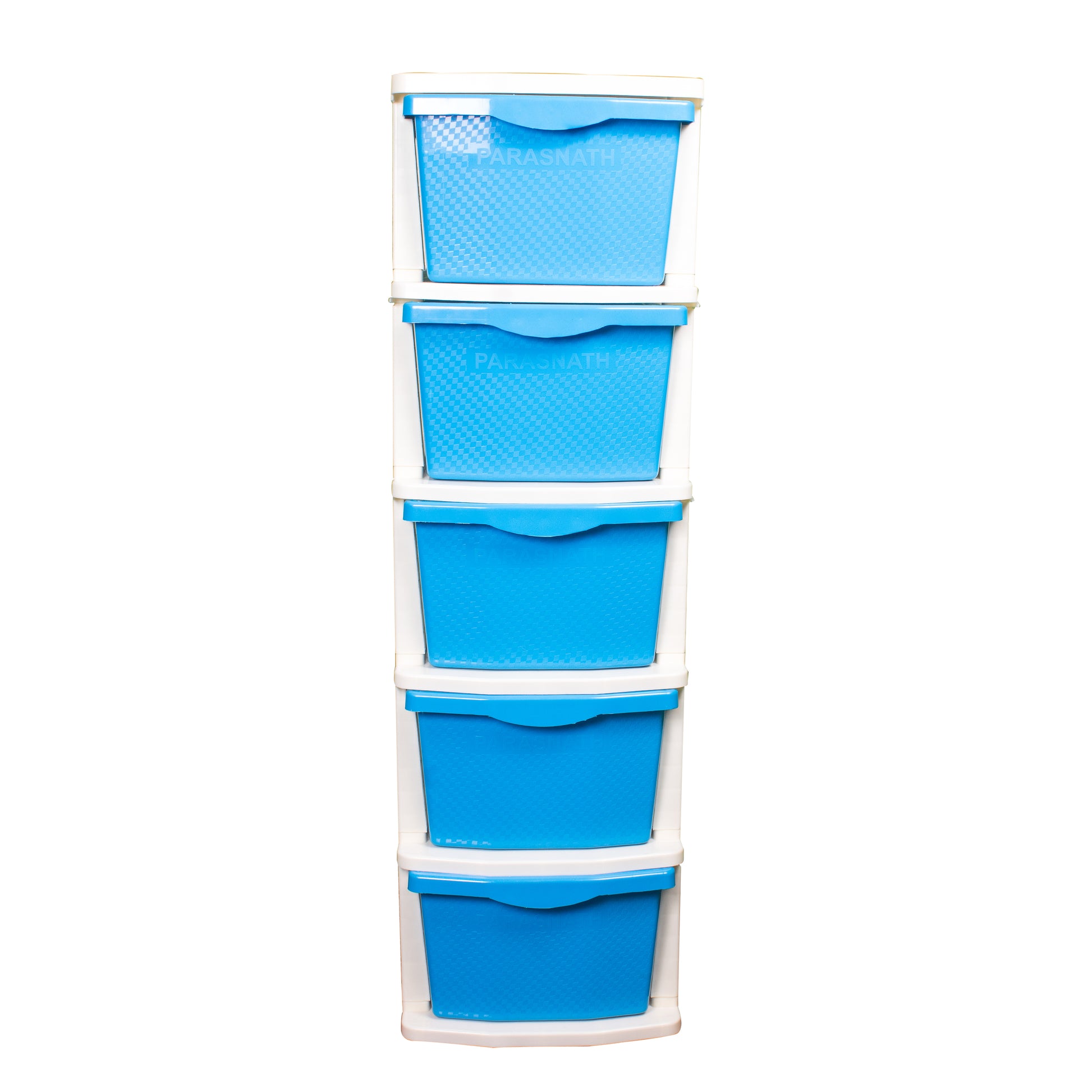 Boxo 5 Layer (Blue) Multi-Purpose Modular Drawer Storage System for Home and Office with Trolley Wheels and Anti-Slip Shoes - PARASNATH