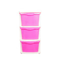 PARASNATH Boxo 3 Layer (Pink) Multi-Purpose Modular Drawer Storage System for Home and Office with Trolley Wheels and Anti-Slip Shoes - PARASNATH
