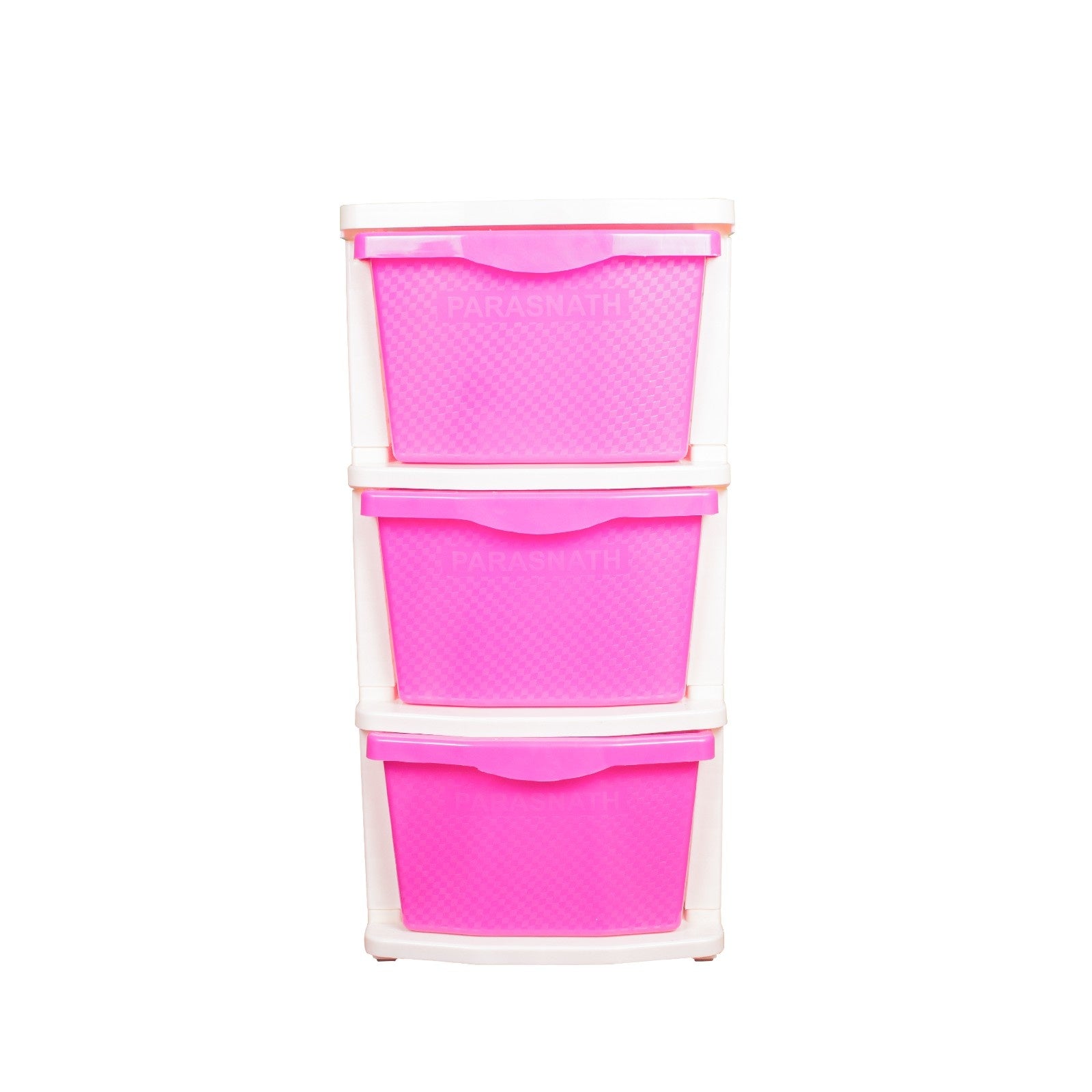 PARASNATH Boxo 3 Layer (Pink) Multi-Purpose Modular Drawer Storage System for Home and Office with Trolley Wheels and Anti-Slip Shoes - PARASNATH