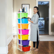 Load image into Gallery viewer, PARASNATH Boxo 7 Layer (Multicolour) Multi-Purpose Modular Drawer Storage System for Home and Office with Trolley Wheels and Anti-Slip Shoes - PARASNATH