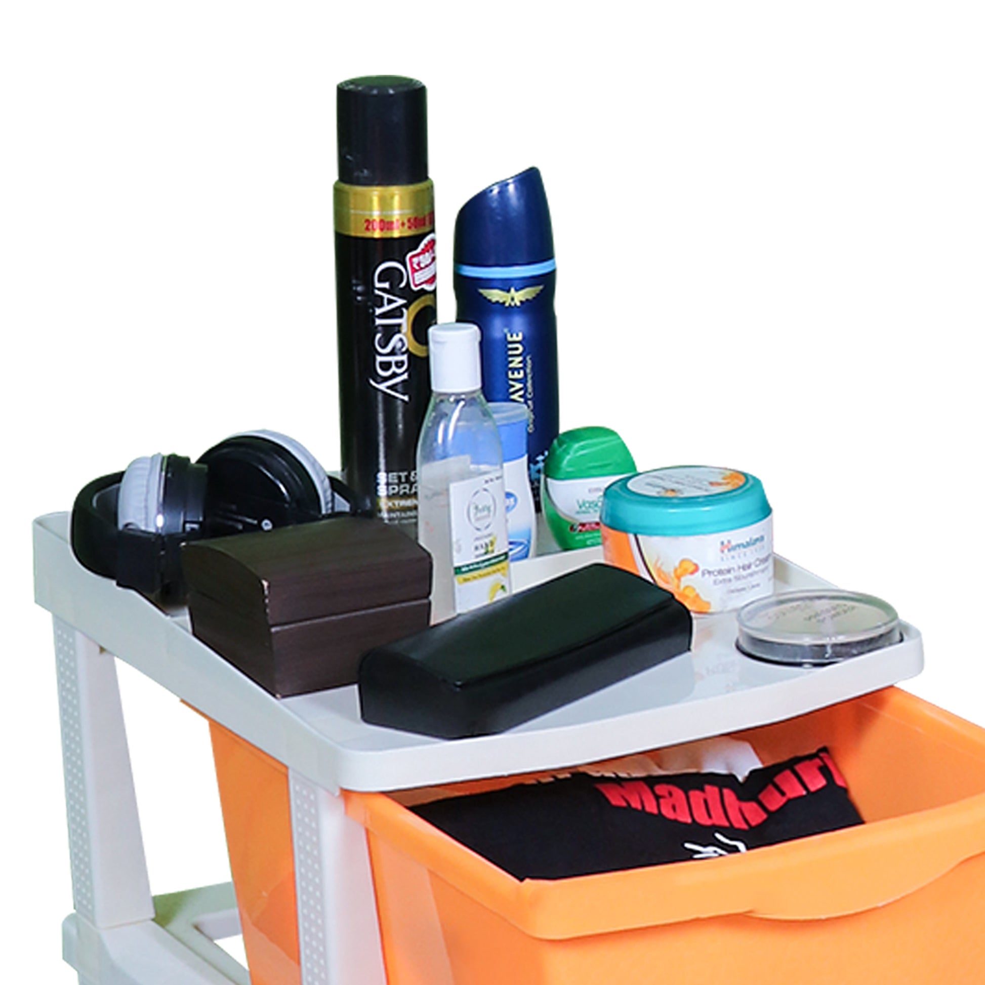 Boxo 5 Layer (Orange) Multi-Purpose Modular Drawer Storage System for Home and Office with Trolley Wheels and Anti-Slip Shoes - PARASNATH