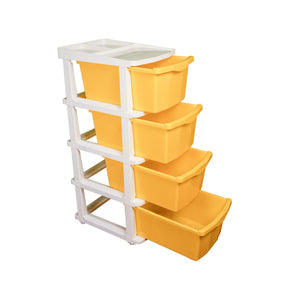 PARASNATH Boxo 4 Layer (Yellow) Multi-Purpose Modular Drawer Storage System for Home and Office with Trolley Wheels and Anti-Slip Shoes - PARASNATH
