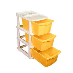 PARASNATH Boxo 3 Layer (Yellow) Multi-Purpose Modular Drawer Storage System for Home and Office with Trolley Wheels and Anti-Slip Shoes - PARASNATH
