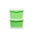 PARASNATH Boxo 2 Layer (Green) Multi-Purpose Modular Drawer Storage System for Home and Office with Trolley Wheels and Anti-Slip Shoes - PARASNATH