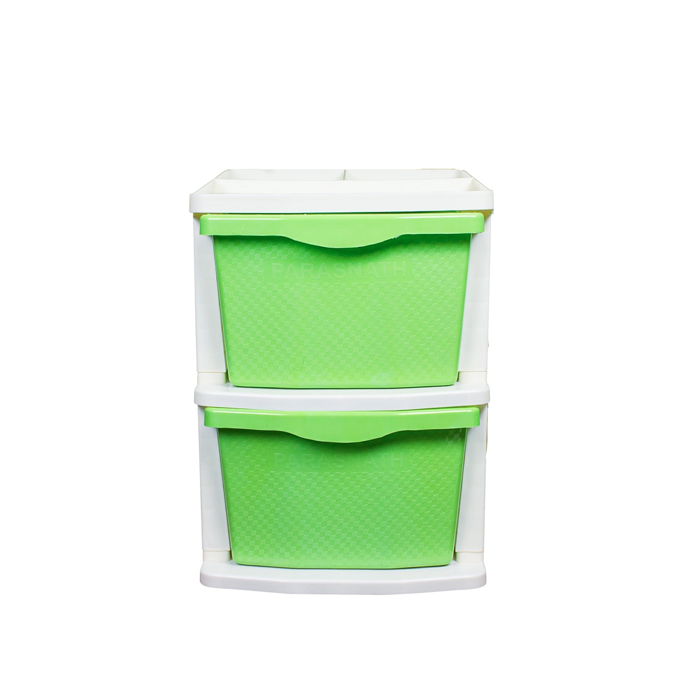 PARASNATH Boxo 2 Layer (Green) Multi-Purpose Modular Drawer Storage System for Home and Office with Trolley Wheels and Anti-Slip Shoes - PARASNATH