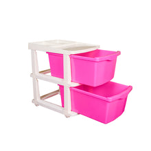 Load image into Gallery viewer, PARASNATH Boxo 2 Layer (Pink) Multi-Purpose Modular Drawer Storage System for Home and Office with Trolley Wheels and Anti-Slip Shoes - PARASNATH