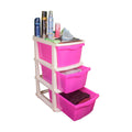 PARASNATH Boxo 3 Layer (Pink) Multi-Purpose Modular Drawer Storage System for Home and Office with Trolley Wheels and Anti-Slip Shoes - PARASNATH