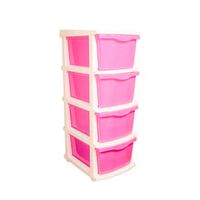 Load image into Gallery viewer, PARASNATH Boxo 4 Layer (Pink) Multi-Purpose Modular Drawer Storage System for Home and Office with Trolley Wheels and Anti-Slip Shoes - PARASNATH