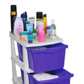 PARASNATH Boxo 3 Layer (Purple) Multi-Purpose Modular Drawer Storage System for Home and Office with Trolley Wheels and Anti-Slip Shoes - PARASNATH