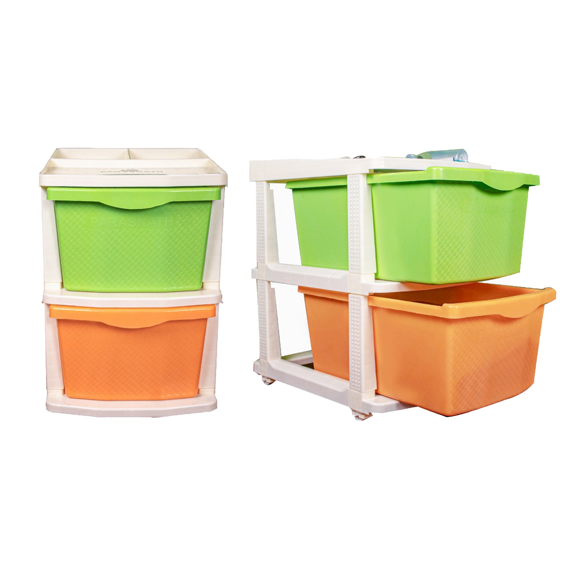 PARASNATH Boxo 2 Layer (Multicolour) Multi-Purpose Modular Drawer Storage System for Home and Office with Trolley Wheels and Anti-Slip Shoes - PARASNATH
