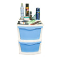 PARASNATH Boxo 2 Layer (Blue) Multi-Purpose Modular Drawer Storage System for Home and Office with Trolley Wheels and Anti-Slip Shoes - PARASNATH