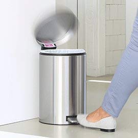 Parasnath Stainless Steel Plain Pedal Dustbin With Plastic Bucket (7''X11''- 5 Liter) - PARASNATH