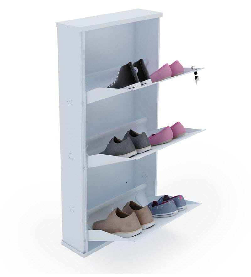 PARASNATH Pure White Wall Shoe Rack 3 Shelves Shoes Stand - PARASNATH