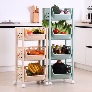 PARASNATH SKEP 3 Layer Basket Fruit & Vegetable Trolley (Ivory Colour) for Home and Kitchen Fruit Basket Storage Rack Organizer Holders kitchen trolley - Made In India - PARASNATH