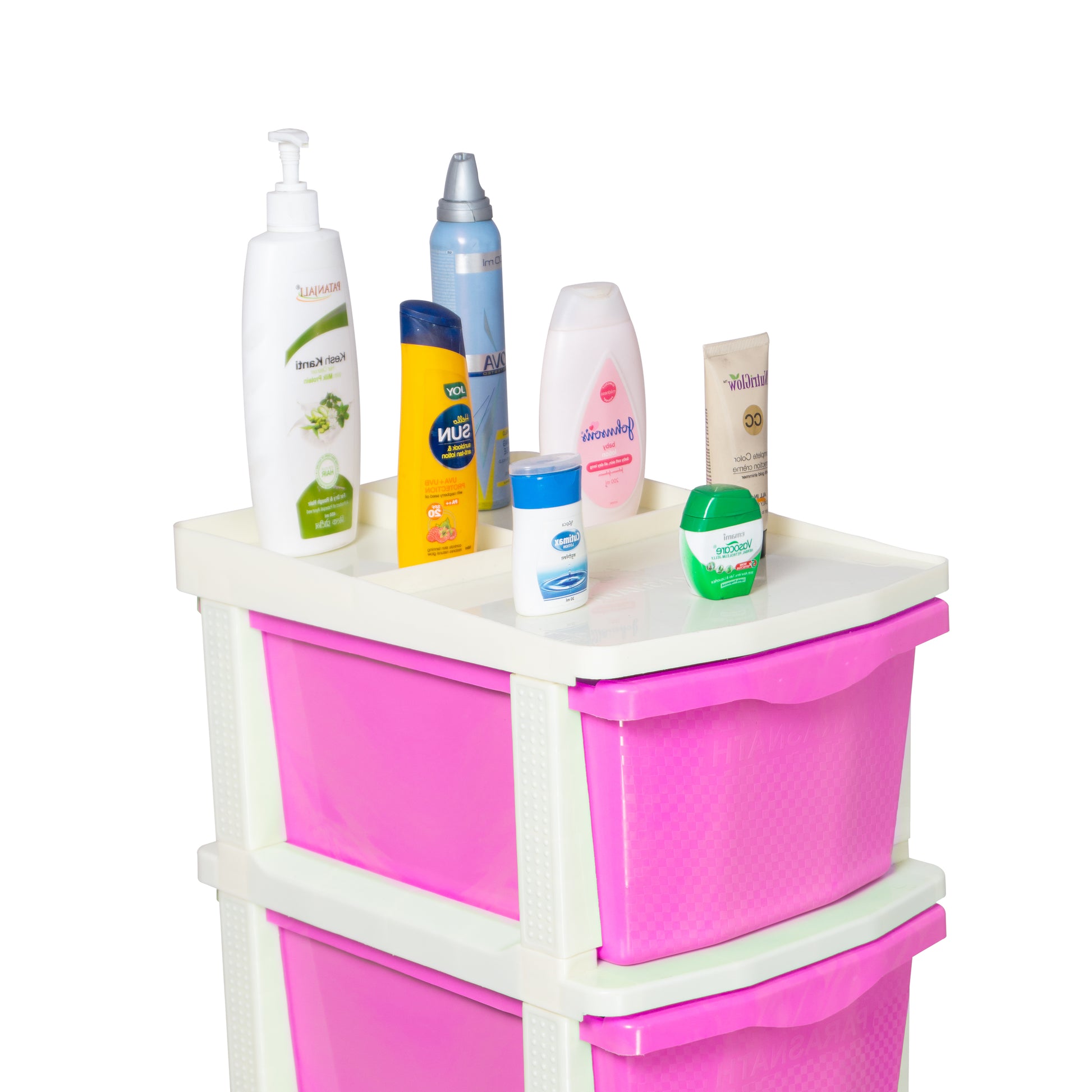 PARASNATH Boxo 6 Layer (Pink) Multi-Purpose Modular Drawer Storage System for Home and Office with Trolley Wheels and Anti-Slip Shoes - PARASNATH