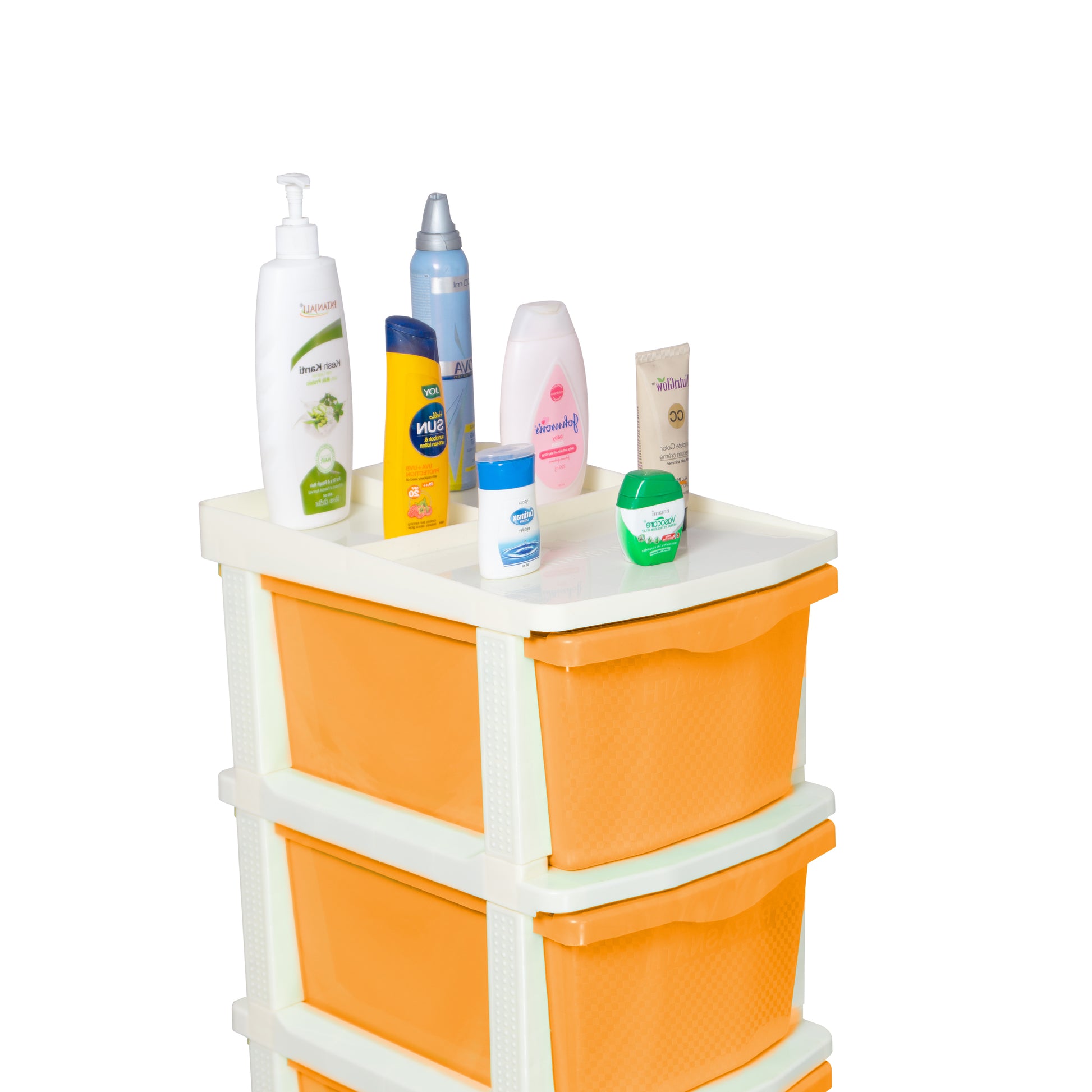 PARASNATH Boxo 6 Layer (Orange) Multi-Purpose Modular Drawer Storage System for Home and Office with Trolley Wheels and Anti-Slip Shoes - PARASNATH