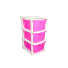 Load image into Gallery viewer, PARASNATH Boxo 3 Layer (Pink) Multi-Purpose Modular Drawer Storage System for Home and Office with Trolley Wheels and Anti-Slip Shoes - PARASNATH