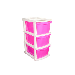PARASNATH Boxo 3 Layer (Pink) Multi-Purpose Modular Drawer Storage System for Home and Office with Trolley Wheels and Anti-Slip Shoes - PARASNATH