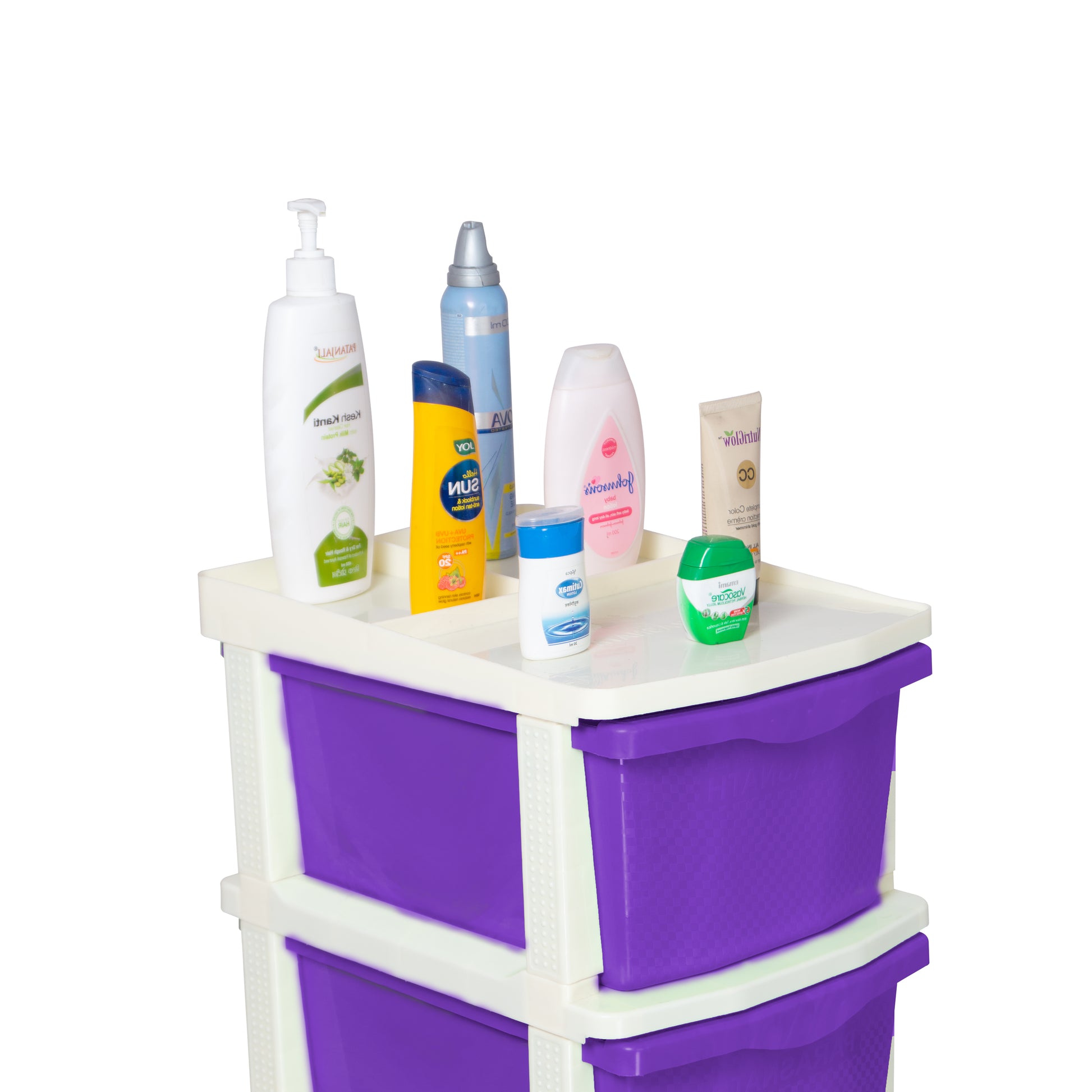 PARASNATH Boxo 6 Layer (Purple) Multi-Purpose Modular Drawer Storage System for Home and Office with Trolley Wheels and Anti-Slip Shoes - PARASNATH