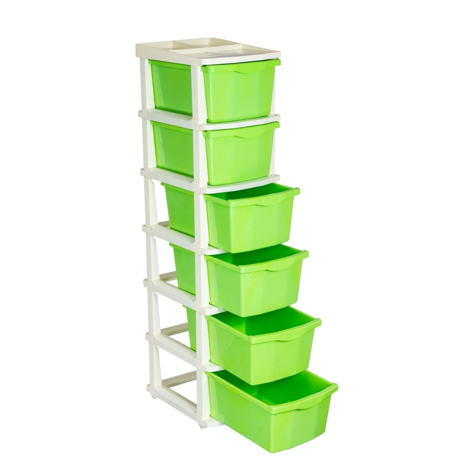 PARASNATH Boxo 6 Layer (Green) Multi-Purpose Modular Drawer Storage System for Home and Office with Trolley Wheels and Anti-Slip Shoes - PARASNATH