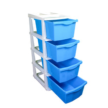 Load image into Gallery viewer, PARASNATH Boxo 4 Layer (Blue) Multi-Purpose Modular Drawer Storage System for Home and Office with Trolley Wheels and Anti-Slip Shoes - PARASNATH
