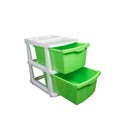 PARASNATH Boxo 2 Layer (Green) Multi-Purpose Modular Drawer Storage System for Home and Office with Trolley Wheels and Anti-Slip Shoes - PARASNATH