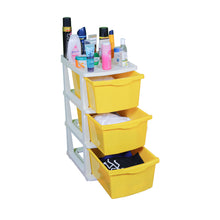 Load image into Gallery viewer, PARASNATH Boxo 3 Layer (Yellow) Multi-Purpose Modular Drawer Storage System for Home and Office with Trolley Wheels and Anti-Slip Shoes - PARASNATH