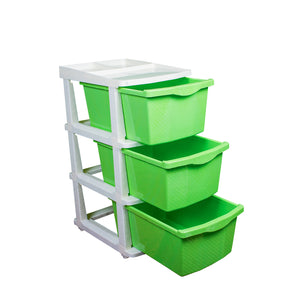 PARASNATH Boxo 3 Layer (Green) Multi-Purpose Modular Drawer Storage System for Home and Office with Trolley Wheels and Anti-Slip Shoes - PARASNATH