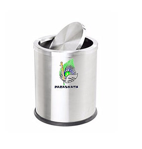 Parasnath Stainless Steel Swing Dustbin, Swing Garbage Bin 18 Litre 10"x14" - PARASNATH