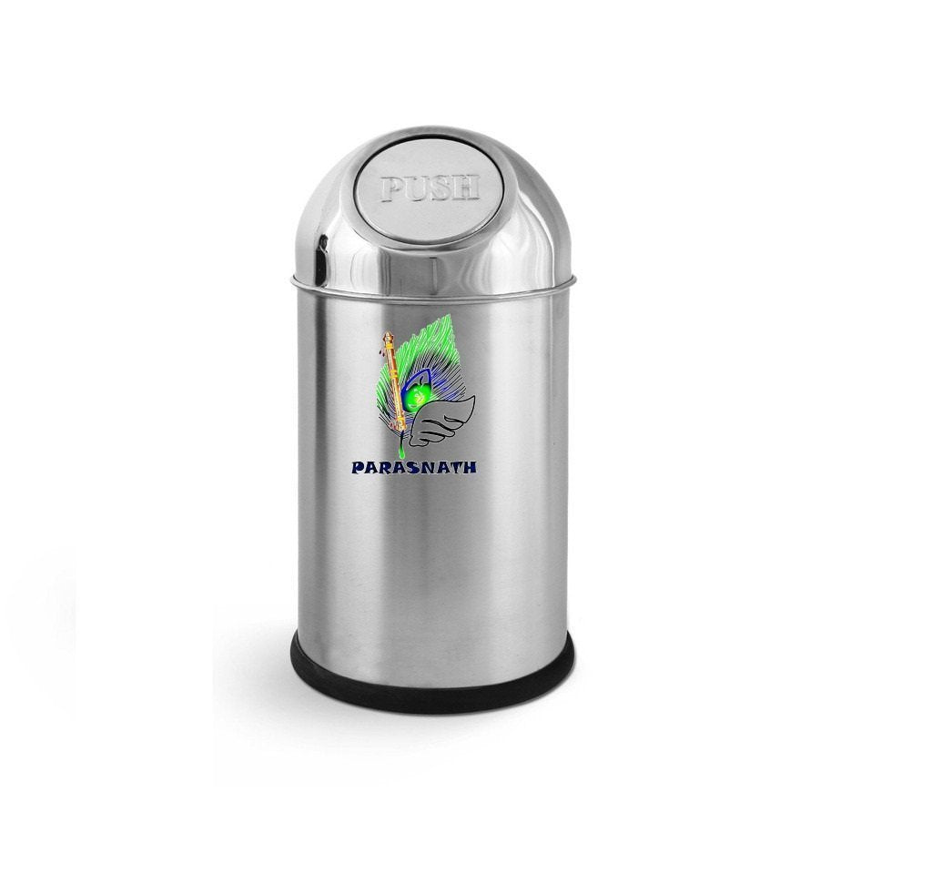 Parasnath Stainless Steel Push Dustbin/Push Garbage Bin 18 litre (10'' x 18'') - PARASNATH