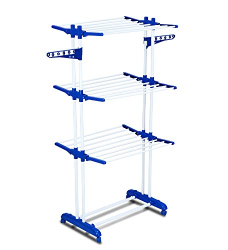 PARASNATH Prime Stainless Steel 2 Poll Clothes Drying Stand With Breaking Wheel System- Blue - PARASNATH