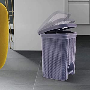 PARASNATH Rattan Design (Purple Colour) Pedal Dustbin 11Litre Modern Light-weight Dustbin for Home and Office Purple Colour - Made In India - Size 10 inchX10 inchX13 inch - PARASNATH