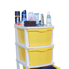 Load image into Gallery viewer, PARASNATH Boxo 4 Layer (Yellow) Multi-Purpose Modular Drawer Storage System for Home and Office with Trolley Wheels and Anti-Slip Shoes - PARASNATH