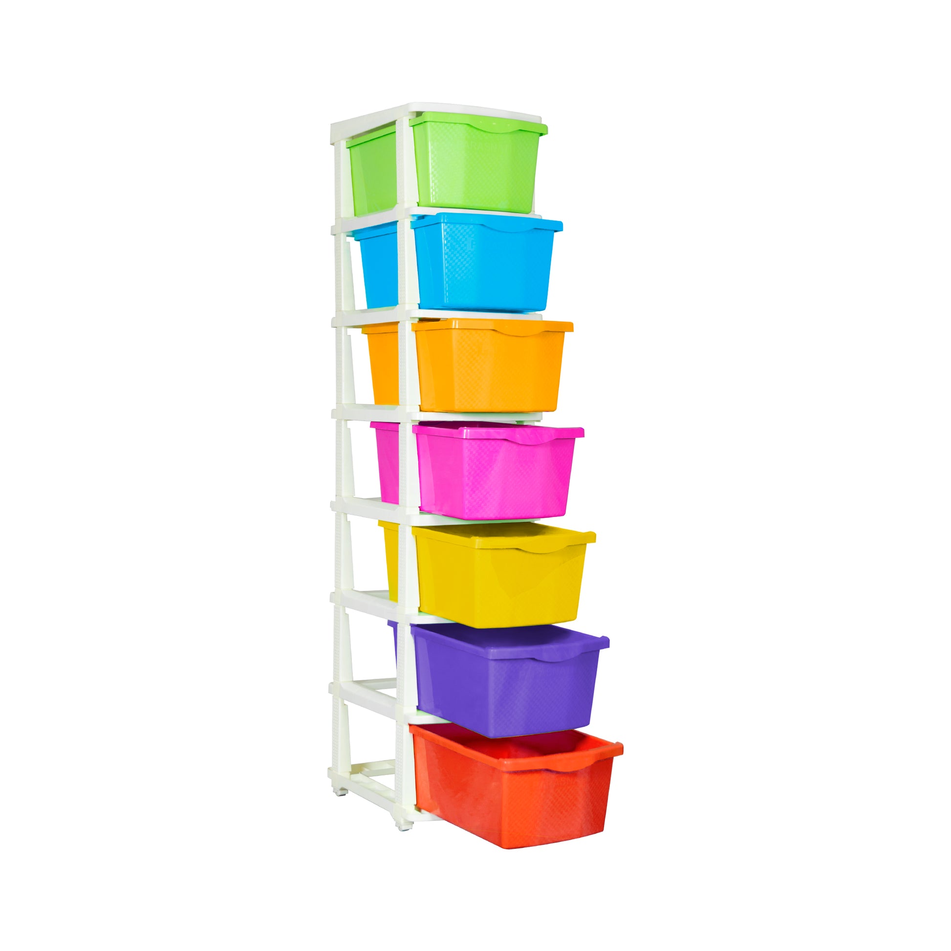 PARASNATH Boxo 7 Layer (Multicolour) Multi-Purpose Modular Drawer Storage System for Home and Office with Trolley Wheels and Anti-Slip Shoes - PARASNATH