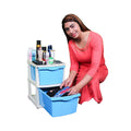 PARASNATH Boxo 2 Layer (Blue) Multi-Purpose Modular Drawer Storage System for Home and Office with Trolley Wheels and Anti-Slip Shoes - PARASNATH