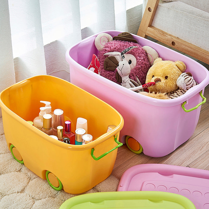 PARASNATH Rolling Storage Container Box (PinkBlue Colour)- 25 Litre Super Large With Wheels Size (50X33X26 cm) - PARASNATH