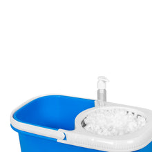 Load image into Gallery viewer, PARASNATH Bucker Square Blue Colour Spin Mop with Big Wheels and Stainless Steel Wringer, Bucket Floor Cleaning and Mopping System,2 Microfiber Refills - PARASNATH