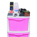 PARASNATH Boxo 2 Layer (Pink) Multi-Purpose Modular Drawer Storage System for Home and Office with Trolley Wheels and Anti-Slip Shoes - PARASNATH