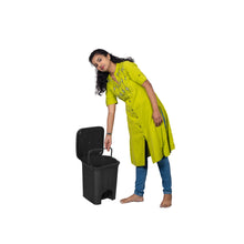 Load image into Gallery viewer, PARASNATH Rattan Design (Black Colour) Pedal Dustbin 7Litre Modern Light-weight Dustbin for Home and Office Black Colour - Made In India - Small Size 8 inchX8 inchX11 inch - PARASNATH