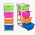 PARASNATH Boxo 4 Layer (Multicolour) Multi-Purpose Modular Drawer Storage System for Home and Office with Trolley Wheels and Anti-Slip Shoes - PARASNATH